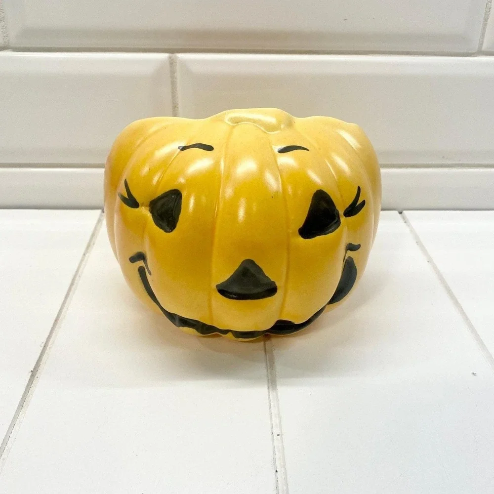 Vintage‎ Haeger Pottery Spooky Pumpkin Planter, Retro Halloween Bowl
